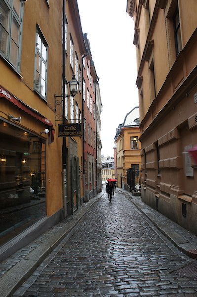 雨中，斯得哥尔摩老城