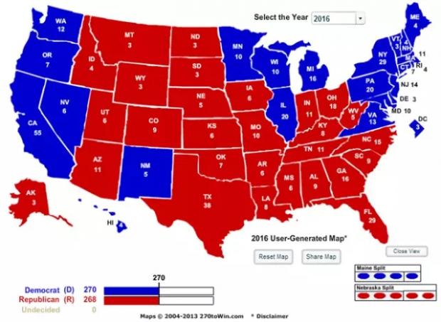 美国民主党与共和党的地理分布(图片来自网络)