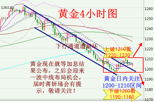 黄金1200-1210震荡等加息 原油近期或将见底