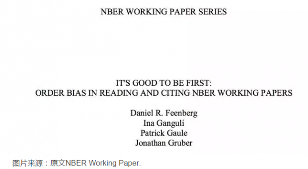 排序第一的优势：NBER工作论文阅读与引用中的顺序偏差