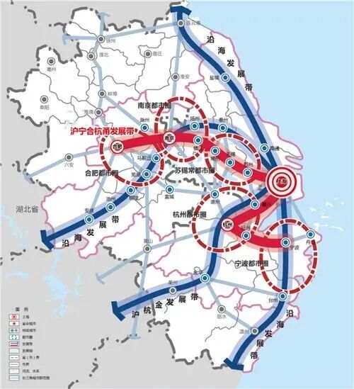 图片为“合肥都市圈”地图，展示了合肥都市圈的地理位置及周边城市。地图中以红色线条标注出合肥都市圈范围，圈内有多个城市节点，如合肥、马鞍山、芜湖等。地图还呈现了周边的省会城市、地级市、县级市、县、乡等行政区域，以及河流、湖泊等自然地理信息。该图与上下文紧密相关，直观呈现了合肥都市圈的地理布局，为理解合肥在区域中的位置提供参考。
